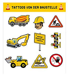 PARTY DISCOUNT® Tattoos Baustelle, 9 Stück