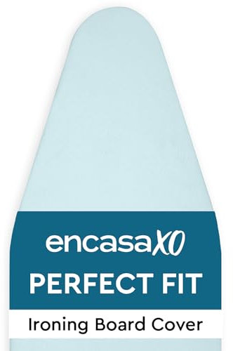 Encasa Ironing Board Covers (112 x 34 cm) Elastic Tightening with Thick 4 mm Felt Padding, Easy Fit, Scorch Resistant, Plain Colors- Ice Blue