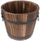 Maceta de madera para exteriores: maceta redonda para jardín, grande, para whisky, medio barril para interiores y exteriores, 19 x 14 x 15 cm (marrón)