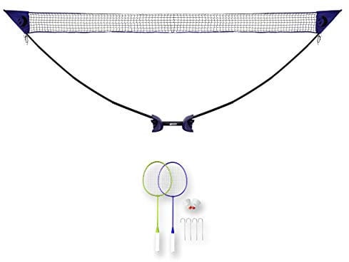 Best Sporting 3 in 1 Badminton-Set I Mobiles Volleyballnetz, Badmintonnetz und Tennisnetz I Mit 2 Badminton Schläger und 2 Federbällen I Schneller Aufbau, stabil und extrem leicht