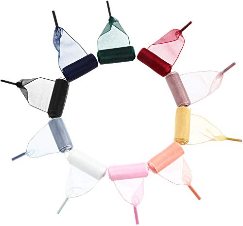 Syhood 10 Paar Satin Schnürsenkel Soft Casual Organza Flaches Band Schnürsenkel für Damen Mädchen Sneaker Schnürsenkel, Mehrfarbig