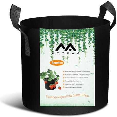 Adorma 10 Packs 3 Gallon Grow Bags, Heavy Duty 300G Thickened Nonwoven Fabric Plant Pots with Handle