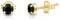 DTPsilver - Winzige Ohrringe 925 Sterling Silber Gelb Vergoldet mit Kristallen von Swarovski® Elements Runde Sehr kleine Ohrstecker - Durchmesser 4 mm - Farbe : Schwarz