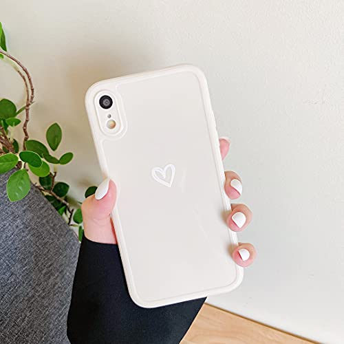 ZTOFERA TPU Case for iPhone X/iPhone XS, Glossy Soft TPU Case with Simple Heart Pattern, Slim Light-wight Protective Bumper Cover for iPhone X/XS - White
