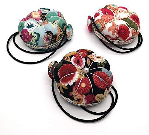Cyleibe Armnadelkissen Handgelenk Nadelkissen Florales Vintage Nähmaschinen Nadelkissen Zum Nähen Zubehör DIY Handwerk (Rot Schwarz Grün 3 Stück)