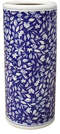 Sywlwxkq Support de Parapluie en céramique de Bureau à Domicile pour l'entrée, Porcelaine Bleue et Blanche Florale (Taille: Ø 22 x H50cm)