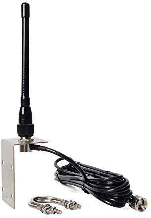 HYS Antena marina VHF de goma con soporte, cable RG58 de 5 m para radios marinas móviles VHF