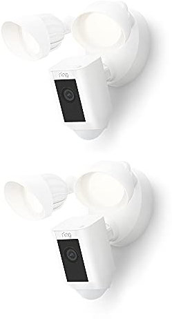 Ring Caméra Floodlight Plus filaire (Floodlight Cam Wired Plus)| Caméra de surveillance extérieure, Vidéo HD 1080p, Wifi, projecteurs LED, sirène intégrée, raccordée, fonctionne avec Alexa | 2 Caméras