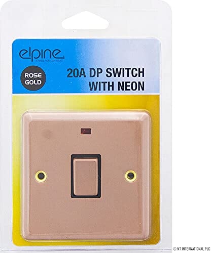 NEW ROSE GOLD SINGLE LIGHT SWITCH 1 GANG 2 WAY ON/OFF WITH FIXING SCREW NEON