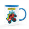 Personalised Funny Monster Truck Gift for Kids-Boys Toddlers Birthday Gift Coffee Tea Mug Unique Inside Coloured Ceramic Mug. (Blue Inside Coloured and Handle)
