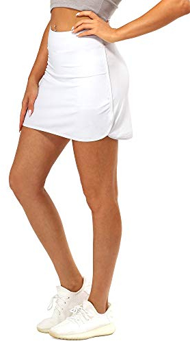 icyzone Damen Tennisrock Sportskort Tennis Golf Skort Sport Hosenrock Casual Rock (M, Weiß)