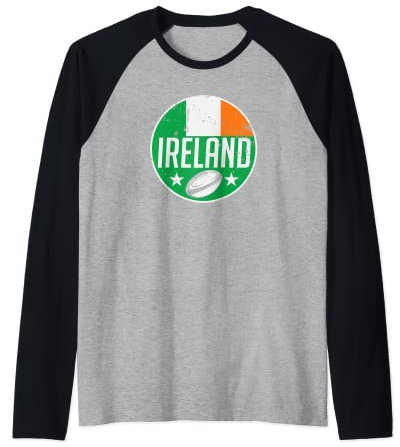 Ireland Rugby Shamrock Flag Jersey Irish Supporter Fan Gift Raglan