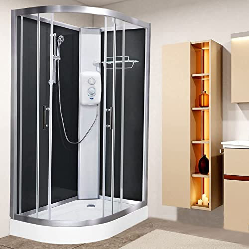 Vidalux Pure E Black 1200 x 800 Electric Right Shower Cabin-Triton Standard 9.5KW