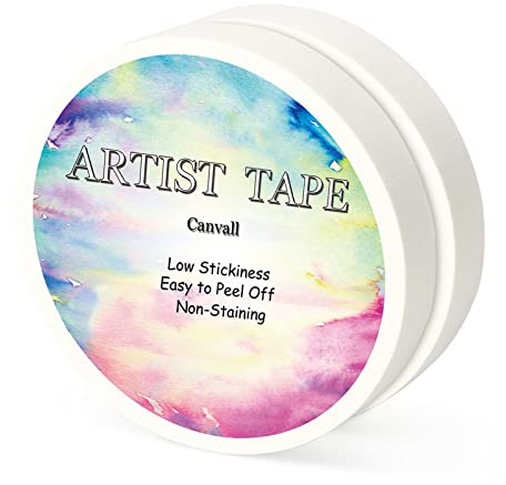 Canvall Masking Artists Tape 2 Pack, Acid-Free Self-Adhesive Tape for Drafting Art Watercolor Painting Canvas Framing Paint Mask,1cm Wide 100 m Long White