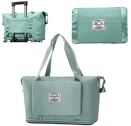 VENUSDALI Reisetasche Damen, Faltbare Reisetasche für Reisen, Weekender Damen groß Reisetasche mit Nassfachfür, Sporttasche, Trainingstasche, Übernacht-Umhängetasche für 15,6-Zoll-Laptop (grün)