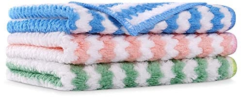 Vicloon Chiffon Microfibre Nettoyage,3pcs Chiffon nettoyant Microfibre Serviettes de Nettoyage Tout Usage Multifunction pour la Salle de Bain Maison Cuisine Bureau Voiture,Multicolore