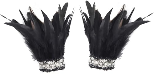 Punk Gothic Handschuhe Feder Handmanschette Bühne Show Showgirl natürlich gefärbter Feder Armwärmer Party Cosplay Kostüm Feder Handmanschetten rot