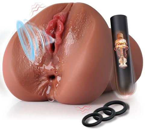 Masturbádores Masculino Real Male Masturbators Set, 3D Masturbador Masculino Mini Vibrador Anillo Pene Hombre con Vagina Realista y Anal Apretado Coños Sexuales Realista Juguetes Eróticos para Adultos