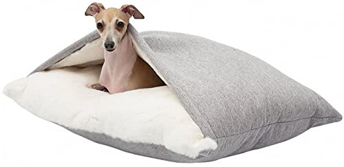 Panier pour Chien, Lavable Panier pour Chien à Capuche, Lit pour Chien avec Couverture, Panier de Couchage Carré pour Chien Amovible pour Petits et Moyens Animaux ( Color : Gray , Taille : 100x75x30cm