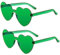 SECALIFE Lunettes de soleil 2 pièces multicolores sans monture en forme de cœur - Lunettes surdimensionnées pour femme - Vert