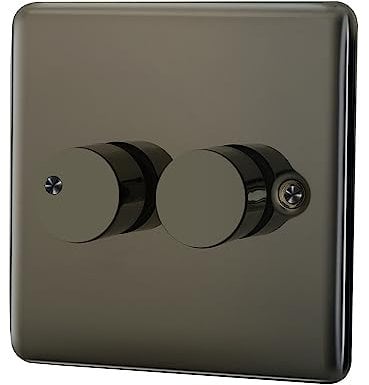 Albert Austin 2 Gang Push Dimmer PGM 33681 Gang Style Push On and Off Button Strong Lasting for Years Easy to Install High Power Rating Suitable for LED and Tungsten Lamps 400W 2 Way Black Nickel