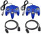 2 Controller passend für Nintendo 64 N64 blau mit Verlängerungen Gamepad Joypad