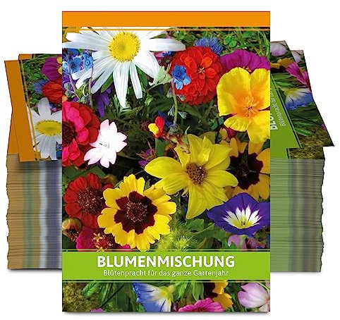 FLORTUS Blumenmischung für Gastgeschenke (100 Stück) | Blumensamen Mischung für Bienen & Insekten als Dankeschön Geschenke & Werbegeschenke