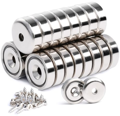 OCEUMAOA 26 Stück Neodym Magnete Extra Stark mit Loch Magnet zum Anschrauben Magnetsmit Schraube für Werkstattausrüstungszubehör 16mm