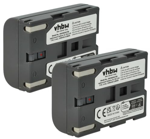 vhbw 2X Batteries Remplacement pour Samsung SB-L110, SBL-110, SBL110 pour caméra vidéo caméscope (600mAh, 7,2V, Li-ION)