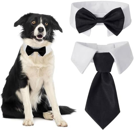 KGDUYC Fliege für Hunde und Katzen, Verstellbares Smokinghalsband für Hochzeiten, Geburtstage, Größe L (2 Stück)