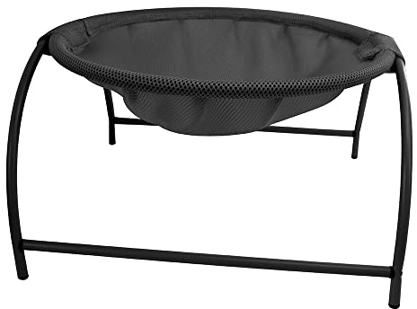 Buyter Lit pour Animaux Hamac pour Chat sur Pied, surélevé et surélevable Lit pour Chien Structure Stable Détachable Excellente respirabilité Assemblage Facile (Noir, Été)