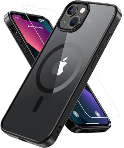 Für iPhone 13 Mini Hülle, Magnetisch Handyhülle iPhone 13 Mini Mit Panzer Schutz Glas, Kompatibel mit MagSafe 360° Rundumschutz Stoßfest Case Cover Schutzhülle für iPhone 13 Mini 5.4 -Schwarz