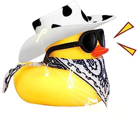 Lustige Gummiente -Autoverzierung Spaß-Cowboy-Ente | Badeente Spielzeug Auto-Ornamente | Lustige Badeente Mit Cowboyhut | Coole Rubber Ducks Sonnenbrille | Duschspielzeug Für Geburtstagsfeiergeschenke