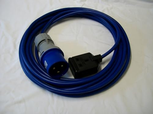 Generator 32 Amp Plug To 13 Amp 1 Gang Socket 2.5mm Blue Arctic cable 10m Length