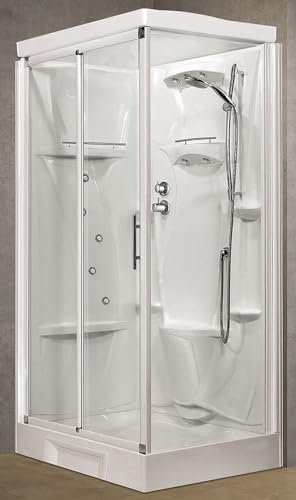 Novellini New Holiday 2P+F Hydromassage Baldachin Duschkopf 120 x 80 cm Duschkabine Multifunktions Schiebeöffnung reversibel Thermostatmischer Glas Transparent Profil Weiß H 217,5 cm