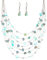 FULU AUTUMN Boho Mehrschichtige Perlenkette Damen Perlen Statement Kette und Ohrringe Set Modeschmuck für Mütter Frau Oma Mode Geschenke(Turquoise)