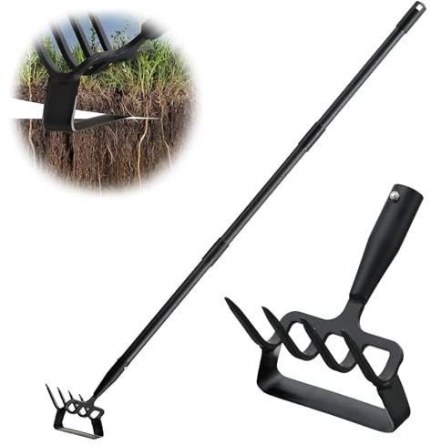 CNSTZX Zappa da giardino 94 – 167 cm regolabile Hula Hacker e rastrello da giardino 2 in 1 in acciaio inox portatile Hoes strumento da giardino Scuffle Hacking Azione zappa per erbacce/allentamento