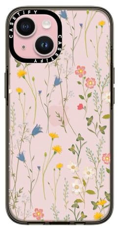 CASETiFY Compact Case for iPhone 15 [2X Military Grade Drop Tested / 4ft Drop Protection] - Dreamy Floral Pattern - Clear Black