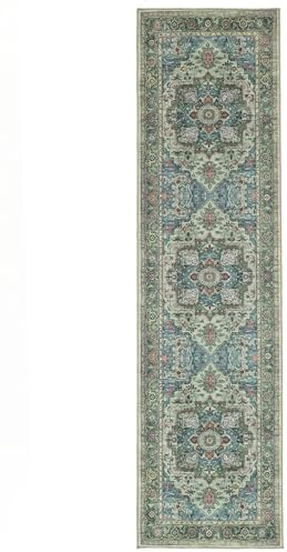 RugVista Georgia Oriental Teppich - Grün Teppich 80x300 Orientteppich, Läufer