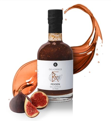Deligreece Feigen Balsamico Essig | Traditionell hergestellter Balsamico von Kreta | Natürlicher und vielseitiger Balsamico mit frischen Feigen | Handgemachter Weißweinessig aus Griechenland (250ml)