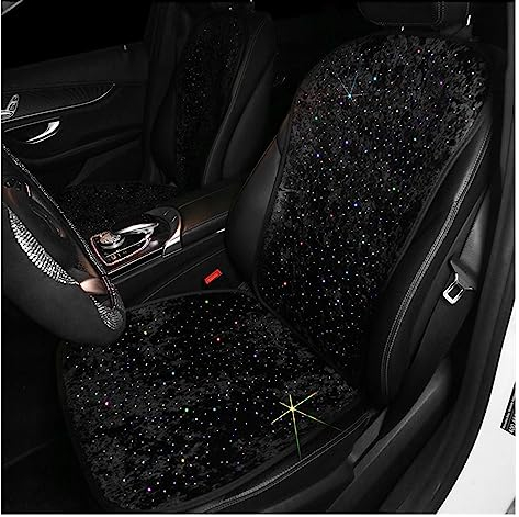 HUANTY Sitzschoner für Autositze Bling Diamond Star Plüsch Autositz Nackenkissen Strass Winter Universal Auto Sitzbezug Kissen Auto Pads Zubehör Frauen (Größe : Front and Back)