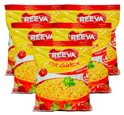 Instant Noodles, Delicious Flavours, Pasta Noodles, Enjoy the Delicious Meal with the Family, Quickly Prepare Lunch or Dinner (5 Pack, Noodle with Hot Chicken 60g)