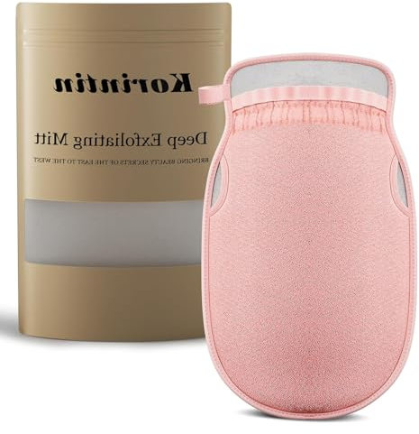 Exfoliating Glove, Exfoliating Mitt for Dead Skin, Deep Body Shower Gloves, Exfoliating Gloves Skin Cleanser, Great for Spray Tan Removal or Keratosis Pilaris (Pink)