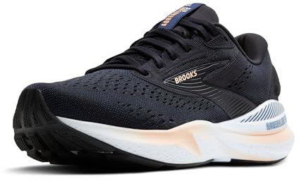 BROOKS Femme Adrenaline GTS 24 Sneaker, Black Peach Peacoat, 42.5 EU