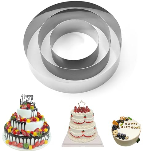 3 Stück Tortenring, Rund Backform Kuchen, Edelstahl Kuchenring Dessertringe Set, Tortenform Kuchen Zubehör, Tortenring Hoch 4.5cm Ø 10/15 /20 cm