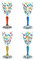 CC Zecchin Set di 4 quattro calici in vetro di Murano, dipinti a mano, altezza 19,3 cm, Venezia