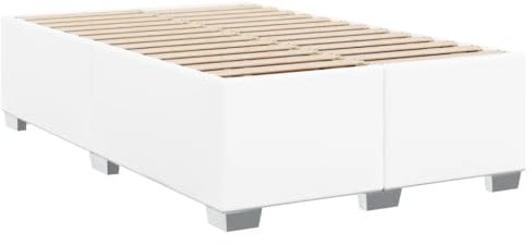vidaXL Bettgestell, Bettrahmen mit Lattenrost, Polsterbett Bett für Schlafzimmer, Doppelbett Schlafzimmerbett, Weiß 120x200cm Kunstleder