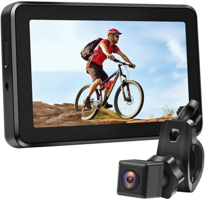 Bike Camera Rechargeable Battery 360° Rotation - 4.3'' HD 1080P Monitor Color Night Vision 3 Mins Easy Installation Wide View Handlebar Bicycle Rear View Camera for Mountain Ebike