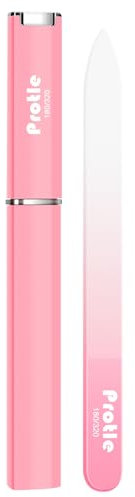 Glass Nail Files for Natural Nails，1Pack Double Sided 180/320 Crystal Nail Filer with Case,Professional Fingernail Files for Women Girls Gifts (Pink)