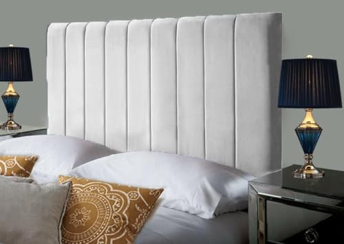 Portland Handmade Headboard Divan Bed Headboard | Plush Velvet Fabric Headboards for 3ft single bed Frame | Elegant design with wooden material headboards for beds (Sliver,3ft Single Height-24inch)